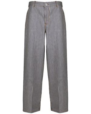 Ami Paris Jeans ,Grijs ,Katoen Gestreepte Balloon Jeans