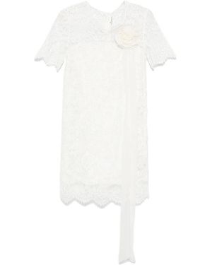 Ermanno Scervino Elegante Vestido Negro Con Detalle De Encaje, Mujer, Talla - Blanco