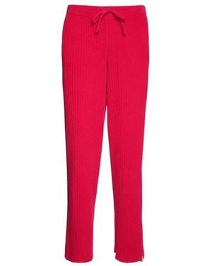 Bonsai Broeken ,Rood ,Polyester Knitted Knit Loose Pant