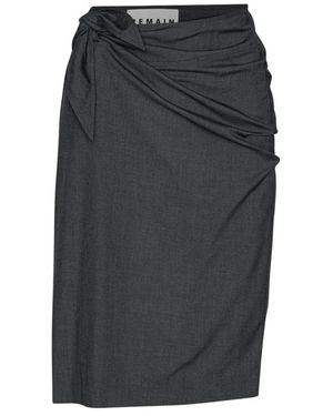 REMAIN Birger Christensen Rokken ,Grijs ,Asymmetrische Knoopdetail Midi Rok