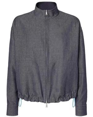 Fendi Jassen ,Blauw ,Katoen Reversible Blouson - Grijs
