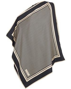 Balmain Overhemden ,Zwart ,Asymmetrische Monogram Sjaal Top - Grijs