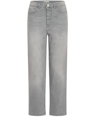 Ichi Raven Gewaschen Graue Straight Leg Jeans