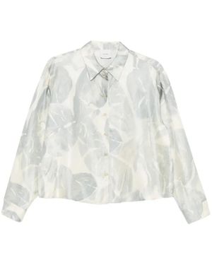 Alysi Top Met Geborstelde Print - Wit
