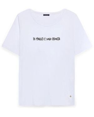 FIORELLA RUBINO Tops ,Wit ,Katoen Katoenen T-Shirt Met Grappige Print