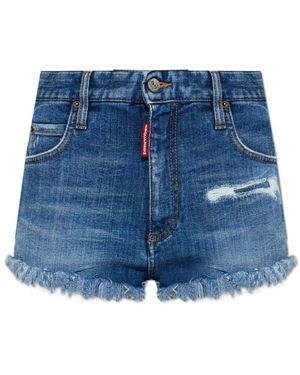 DSquared² Korte Broeken ,Blauw ,Denim Trucker Denim Shorts