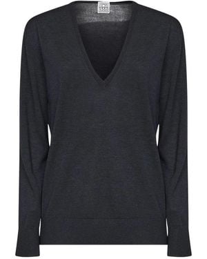 TOTEME V-Neck Knitwear - Negro