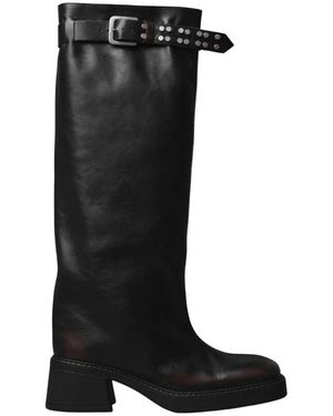 Miista Schoenen ,Bruin ,Bruine Hoge Laarzen - Zwart