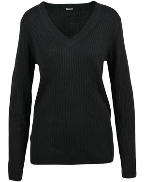 Blauer Sottogiacca Cannettato A V - Zwart