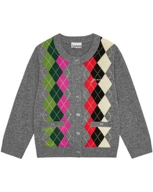 Ganni Check Cardigan - Grijs