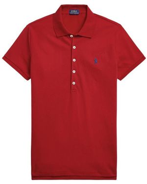 Ralph Lauren Tops ,Rood ,Katoen Stretch Katoenen Pique Polo Shirt