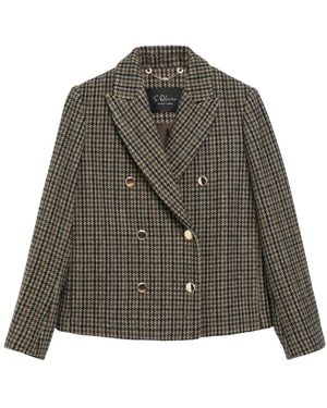 S.oliver Jassen ,Bruin ,Wol Pepita Blazer Jas - Groen