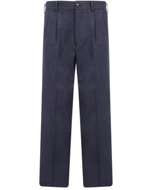 Comme des Garçons Broeken ,Grijs ,Wol Wool Thick Gabardine Tailored Broeken - Blauw