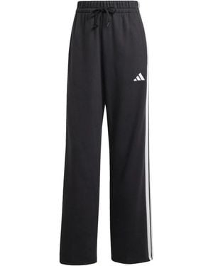 adidas Essentials 3-Stripes Open Hem French Terry Broek - Zwart