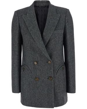 Blazé Milano Jassen ,Grijs ,Katoen Dubbelrijige Visgraat Blazer - Zwart