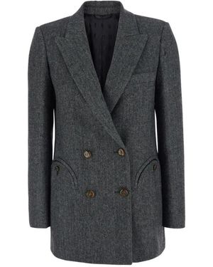 Blazé Milano Jassen ,Grijs ,Katoen Dubbelrijige Visgraat Blazer - Zwart