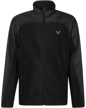 Prada Fitness ,Zwart ,Polyester Technische Stoff Blouson Jas Met Capuchon