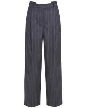 Semicouture Broeken ,Grijs ,Wijde Broek - Blauw