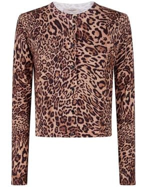 Twinset Leopardenmuster Pullover Mit Knopfleiste - Braun