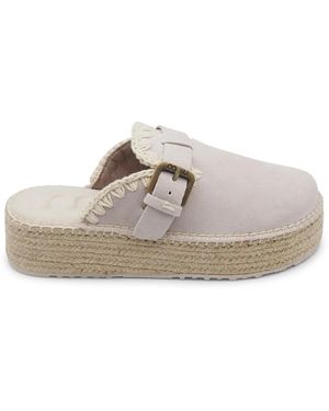 Mou Sommerliche Wildleder-Clogs Mit Häkeldetails - Grau