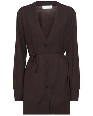 Dries Van Noten Truien & Vesten ,Bruin ,Wol Bruine Merinowol V-Hals Sweater