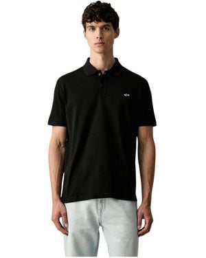Paul & Shark Tops ,Zwart ,Katoen Polo Shirt Van Dubbel Piqué Katoen