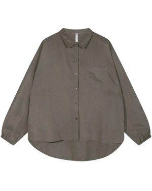 10Days Overhemden ,Grijs ,Oversized Lyocell Shirt