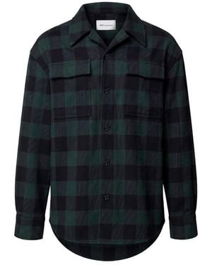 Ami Paris Wijd Geruit Wollen Overshirt - Blauw