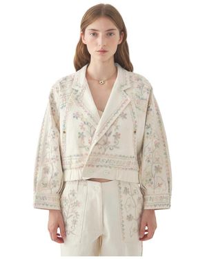 Antik Batik Jassen ,Katoen Embroidered Jacket Alex - Grijs
