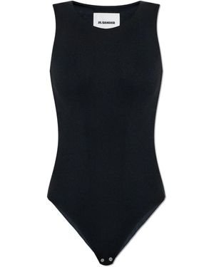 Jil Sander Tops ,Zwart ,Fluid Viscose Bodysuit - Blauw