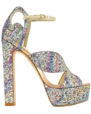 Sophia Webster Glitzer Plateau Sandalen Schmetterlingsflügel - Mettallic
