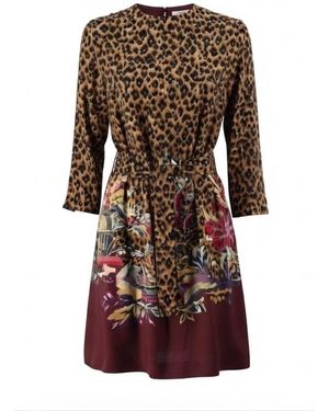Etro Kleedjes ,Veelkleurig ,Jurk Met Gemengde Print - Bruin