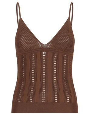 Blumarine V-Neck Knitwear - Brown