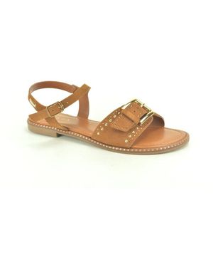 Scapa Schoenen ,Bruin ,Suède Cognac Suède Sand.+ Studs - Metallic