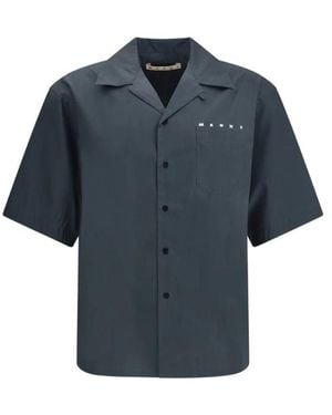 Marni Bowling Shirt Met Monogram Print - Blauw