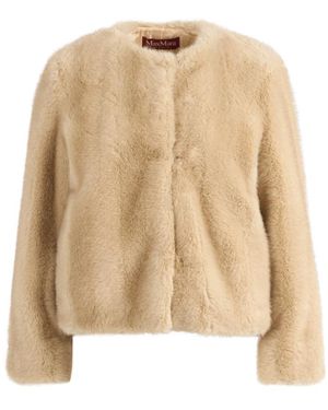 Max Mara Eros Faux Fur Jas - Naturel
