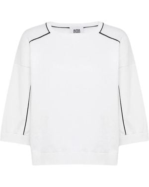 Alpha Studio Round-Neck Knitwear - White