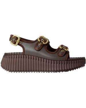 Chloé Schoenen ,Bruin ,Leer Nama Wedge Sandaal