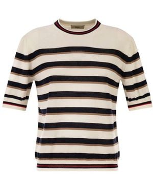 Herno Gestreiftes Strick-T-Shirt - Schwarz