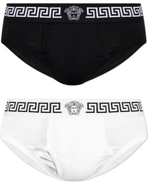 Versace Ondergoed ,Zwart ,Katoen Twee-Pack Katoenen Slips