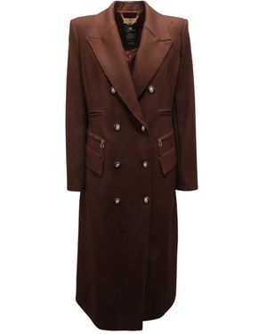 Elisabetta Franchi Double-Breasted Coats - Brown