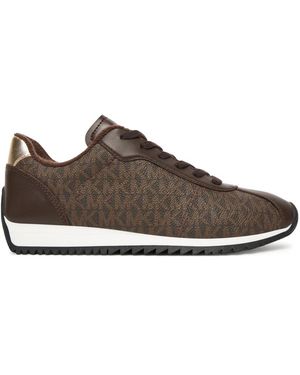 Michael Kors Schoenen ,Bruin ,Leer Rhodes Signature Logo Trainer