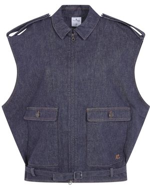 Courreges Ärmellose Jeans-Bomberjacke - Blau