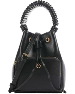 Pinko Tassen ,Zwart ,Katoen Cargo Bucket Bag Small