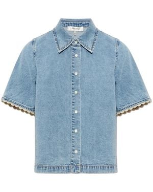 FRAME Overhemden ,Blauw ,Denim Denim Blouse Met Korte Mouwen
