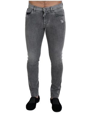 Dolce & Gabbana Graue gewaschene skinny denim jeans