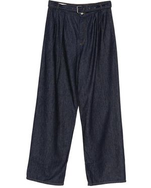Dries Van Noten Jeans ,Blauw ,Katoen Wide Pleated Jeans
