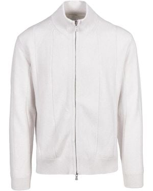 Eleventy Truien & Vesten ,Wol Cardigan Met Rits - Wit