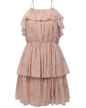 Celine Kleedjes ,Roze ,Chiffon Bloemen Chiffon Jurk