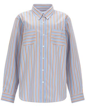 Dries Van Noten Lockere Baumwollbluse - Blau